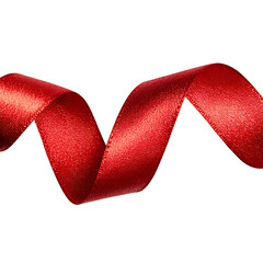 Red ribbon swirling on black background
