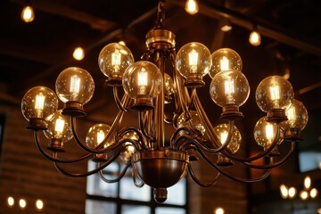 Elegant Large Chandelier Featuring Vintage Edison Bulbs for Stylish Interiors