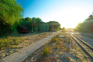 Late afternoon on the train line to Barril beach and the village of Pedras del Rei - Tavira - Algarve - Portugal.
