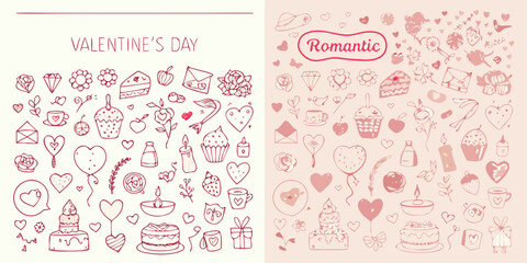 Valentine s day romantic doodle collection