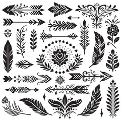 Arrows, floral designs vector elements
