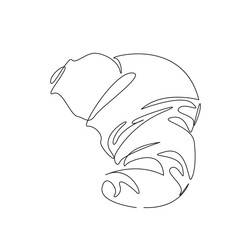 One continuous single drawing line art flat doodle croissant, bakery, breakfast, food, snack, baked, bread, french. Isolated image hand draw contour on a white background, hand drawn, not AI