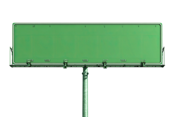A large, blank, light-green billboard mounted on a metal pole