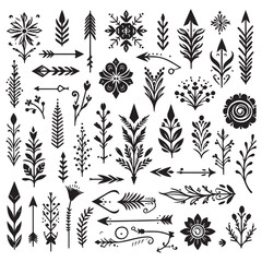 Arrows, floral designs vector elements