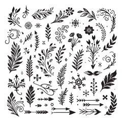 Arrows, floral designs vector elements