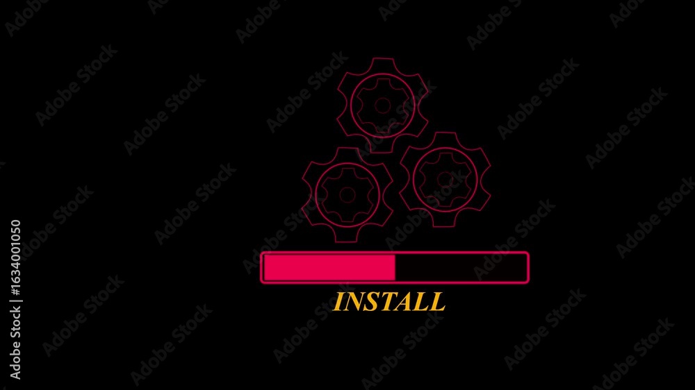 Aufkleber three gears stacked on top of a horizontal bar. neon three gear interface. animated a checkmark symb