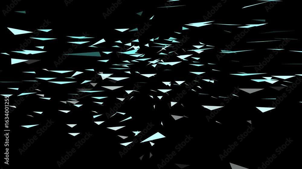 Poster abstract triangles floating in dark space