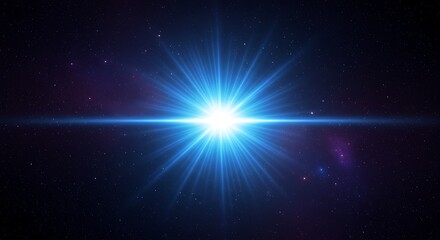 Fototapeta premium Radiant Blue Light Burst in Dark Space