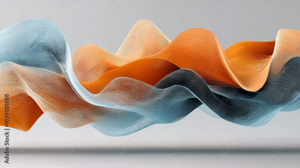 Poster ethereal waves in motion fluid forms and color transitions for stylish digital art backgrounds