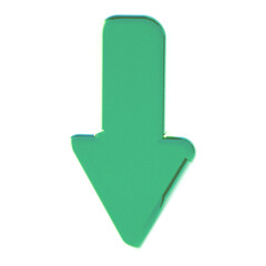 Straight green arrow pointing downward on transparent background, symbolizing decrease, direction, or drop with a clean and minimalistic style.