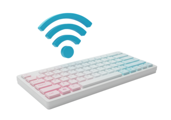 Isolated White Keyboard with Pastel Accents and WiFi Symbol