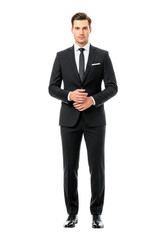Front view of a handsome businessman isolated on white