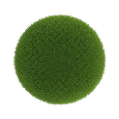 Green grass circle top view isolated on transparent background