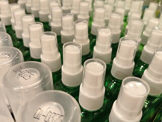 plastic bottles with liquid