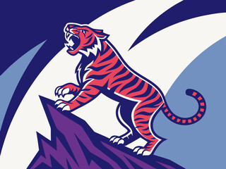 Powerful Tiger Silhouetted on a Crest