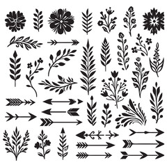 Arrows, floral designs vector elements