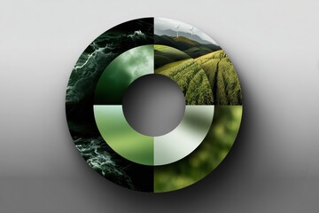 Detailed Circular Diagram with Eco Landscape Sections – Representing Agricultural Sustainability