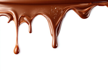 Melted brown chocolate dripping on white background, with clipping path