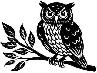 Obraz premium Owl Sitting on Branch Silhouette