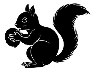 Obraz premium Squirrel with Nut Silhouette