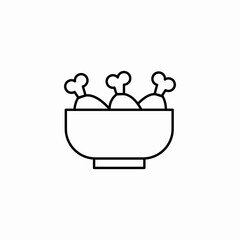 bowl chicken legs icon sign vector