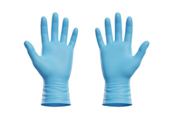 Isolated Pair of Light Blue Medical Gloves