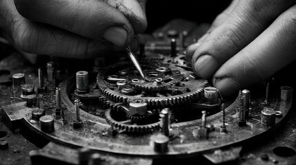 Precision Craftsmanship in Watch Repair with Intricate Gears