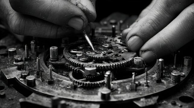 Precision Craftsmanship in Watch Repair with Intricate Gears