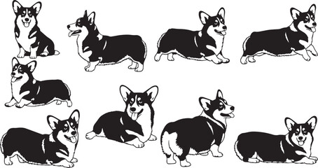 Corgi Silhouette Set