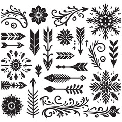 Arrows, floral designs vector elements