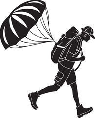 Skydiver with Parachute in Silhouette skydiving extreme sport