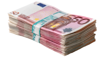 A large stack of fifty euro banknotes wealth money finance
