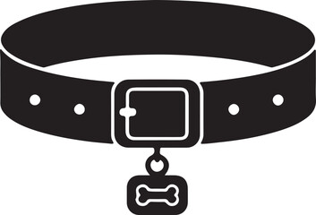 Silhouette icon of a dog collar with a bone-shaped name tag