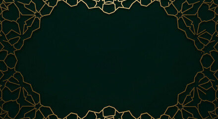 Islamic geometric pattern border on a dark green background