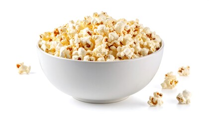 White bowl brimming with popcorn