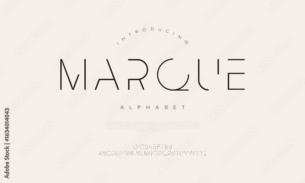 Poster clean and minimal futuristic font with sleek geometric lines, perfect for modern branding and digita