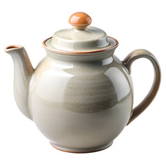 Fototapeta premium A traditional ceramic teapot with a handle, spout, and lid, perfect for brewing and serving hot beverages, isolated on white background