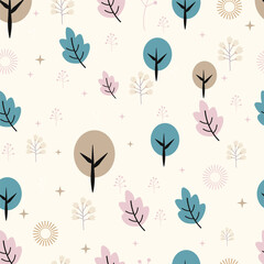  Cute seamless pattern  with plant and flowers on a  white background  design for kids cloth, tile , wallpaper, fabric, textile, cards, covers ,banners ,branding 
