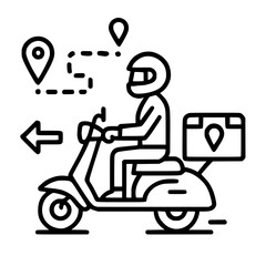 Isolated scooter delivery with online tracking map icons
