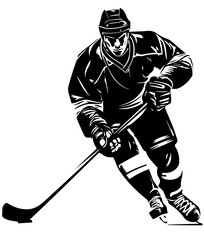 Dynamic Ice Hockey Player Silhouette Vector
