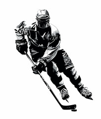 Dynamic Ice Hockey Player Silhouette Vector
