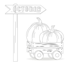 Black-and-white line drawing of a signpost reading 