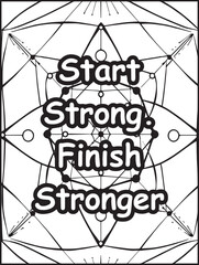 Printable coloring page for kids and adults: Mosaic pattern background: Inspiring words to color