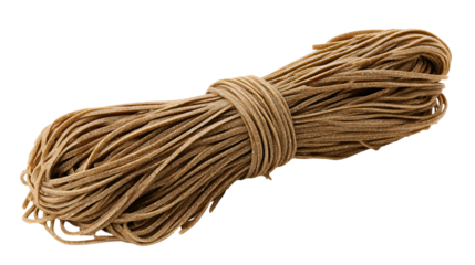 Brown buckwheat noodles tied together on black background