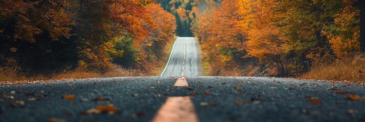 autumn road landscape in beautiful nature travel. autumn colors in mountain road scenery. autumn landscape on the highway in colorful forest. nature trip in fall. highway landscape on fall season.