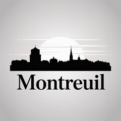 Fototapeta premium Montreuil Skyline Silhouette - Urban Suburb of Paris with Artistic and Residential Architecture Vector Illustration