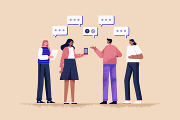 Diverse group of people communicating and sharing ideas digitally