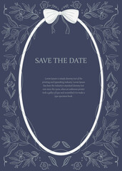 Floral Save the Date template. Elegant design on purple