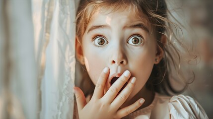 感情豊かな表情でびっくりする少女の三 Generative AI