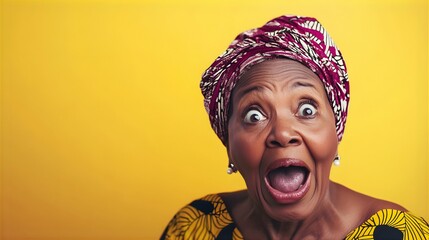 極端な驚きを表現する高齢女性のスタジオポートレート二 - Generative AI